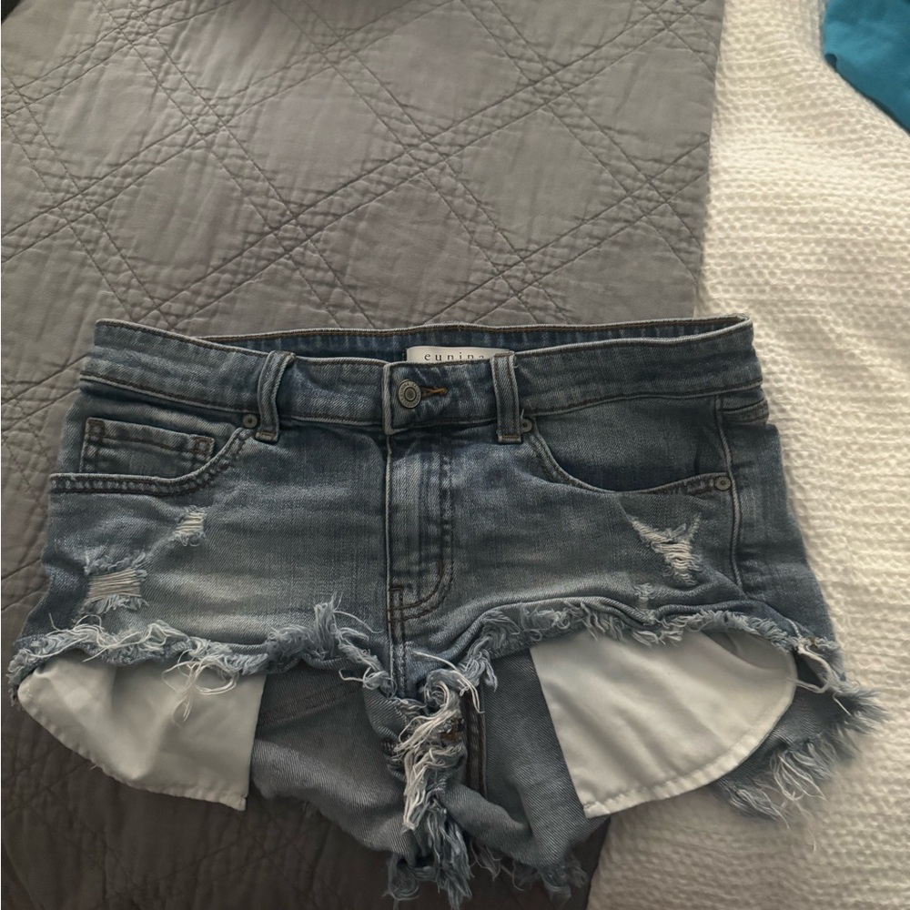 Eunina Light Blue Distressed Jean Shorts